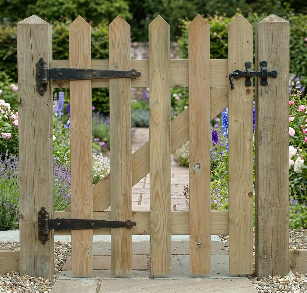 Picket Gate Pointed Top - Fully Framed